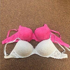 Victorias Secret Lace Bra Set - Pink and White